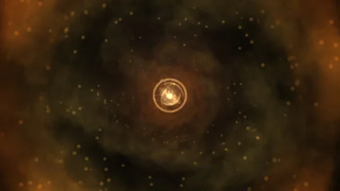 Abstract Cosmic Background With Atomic Floating Particles and Warm Colors Stock-Footage 317227261