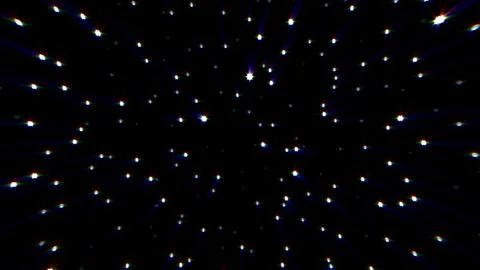Abstract cosmic background of energetic bright glowing magical stars on a dar Illustrazione stock