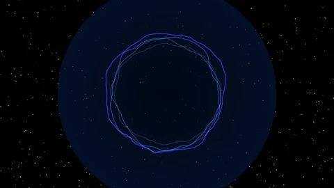 Abstract Cosmic Background with Glowing Blue Orbital Rings and Starry Night Stock Footage 333991465