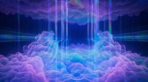Abstract cosmic clouds with vertical light rays Stock Footage 331456975