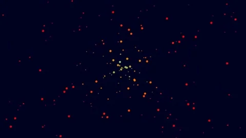 Abstract cosmic data network: glowing colored light particles flow in dark .. Stockbeeldmateriaal 341055064