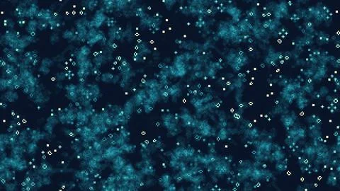 Abstract cosmic digital dots pattern glowing teal blue space background Stock Illustration