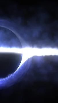 Abstract cosmic eclipse with a bright blue energy beam cutting through dark.. Stock Illustration