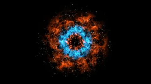 Abstract cosmic energy explosion creating fire and blue glow 스톡 일러스트