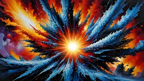 Abstract cosmic explosion with fire and ice colors 스톡 동영상 307710175