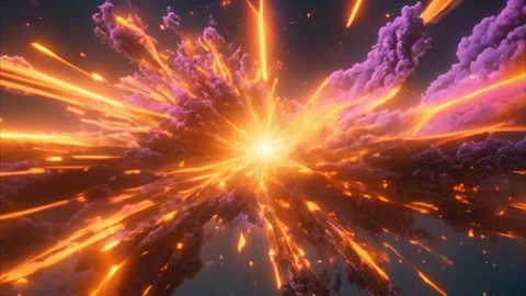 Abstract Cosmic Explosion with Purple and Orange Hues Vídeos de archivo 284732091