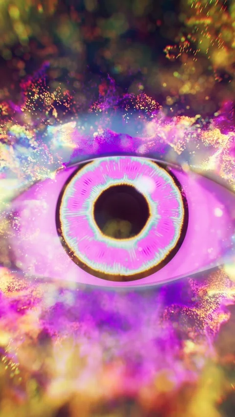 Abstract cosmic eye in vibrant nebula cloud with glowing iris motion and sp.. Stock-Footage 332336992