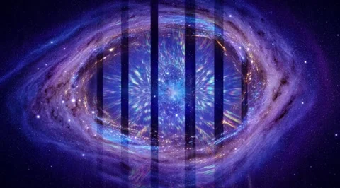 Abstract cosmic galaxy eye with light beams Stock Footage 331459882