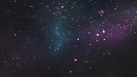 Abstract Cosmic Glowing Particles Interconnected Lines Motion Backdrop Stock Footage 301543292