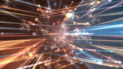 Abstract Cosmic Light Explosion With Radiant Particles, Digital Motion Stockbeeldmateriaal 332898612