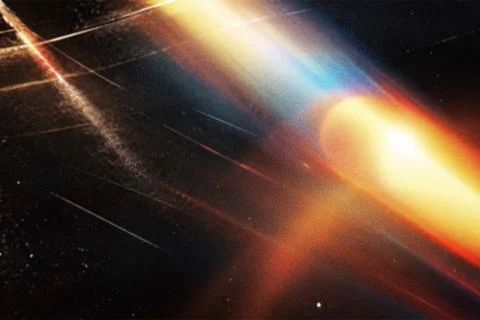 Abstract Cosmic Light Streak Grainy Texture Background Stock Illustration