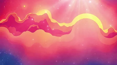 Abstract Cosmic Lights with Red Wave Stock Footage 303814002
