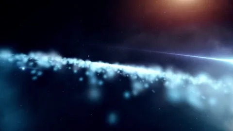 Abstract Cosmic Nebula with Glowing Particles and Light Streaks Stock Footage 299247008