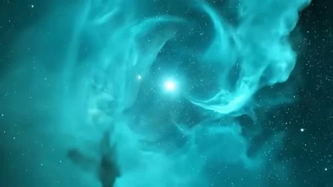 Abstract cosmic nebula with glowing star in deep space Video stock 336049222