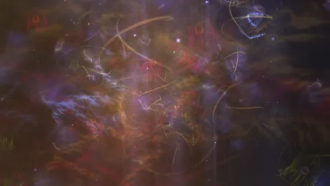 Abstract Cosmic Nebula Particles Over Colorful Space Background 스톡 동영상 334063465