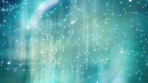 Abstract Cosmic Network Background with Stars and Aurora Lights Stock Footage 316601046