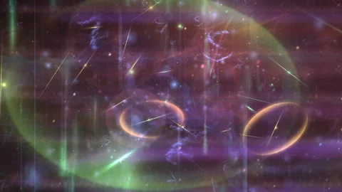 Abstract Cosmic Orbs Glowing Light Rays In Ethereal Space Effect Stock Footage 331810341
