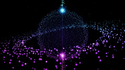 Abstract cosmic particle sphere rotating with glowing rings of light on bla.. Vídeos de archivo 345814564