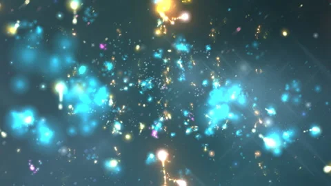 Abstract Cosmic Particles Glowing Nebula Lights Over Dark Space Background Видео 332284999