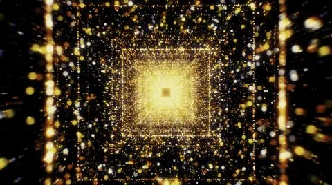 Abstract cosmic pattern with endless flying rectangles. Motion. Golden calming Stock Illustration