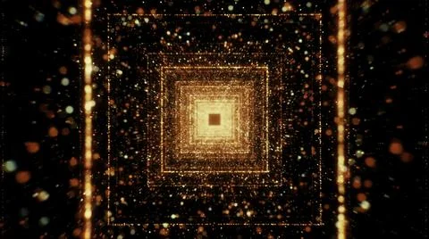 Abstract cosmic pattern with endless flying rectangles. Motion. Golden calming Stock Illustration
