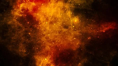 Abstract cosmic red and yellow background with stars and nebula Stock Illustration