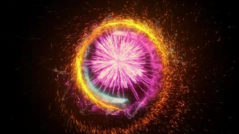 Abstract cosmic ring explosion with vibrant energy particles in deep space Stock Footage 346198450