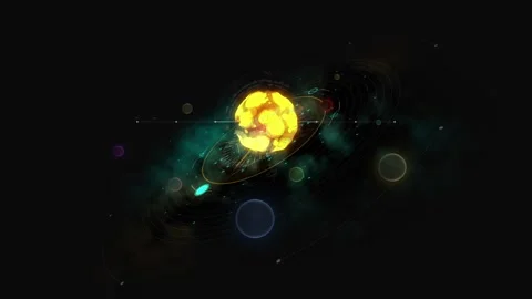 Abstract Cosmic Solar System with Colorful Glowing Planets and Deep Space Vib 스톡 동영상 341917860