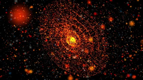 Abstract Cosmic Vortex Glowing Particles Spiral Digital Galaxy Stock Footage 336235802