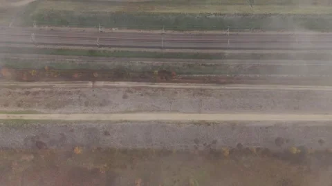 Abstract country side background of different patterns of land near dam Stock Footage 269042581