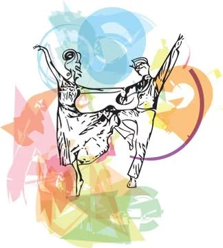 Abstract couple dancing ballet illustration Stock Illustration