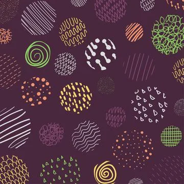 Abstract cover of circles pattern design of colorful doodle wavy style patter. Stock-Illustration
