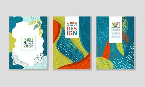 Abstract Cover Design with Creative Shapes and Floral Leaf Vector Set Stockillustratie