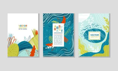 Abstract Cover Design with Creative Shapes and Floral Leaf Vector Set Stockillustratie