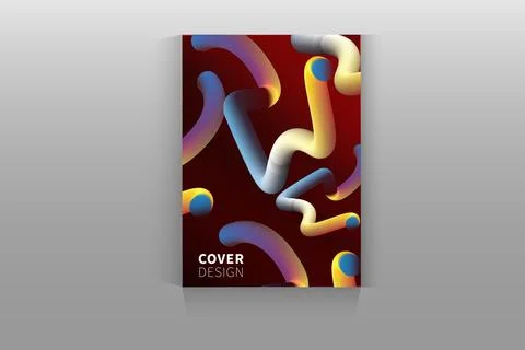 Abstract cover design featuring vibrant, colorful shapes arranged 스톡 일러스트