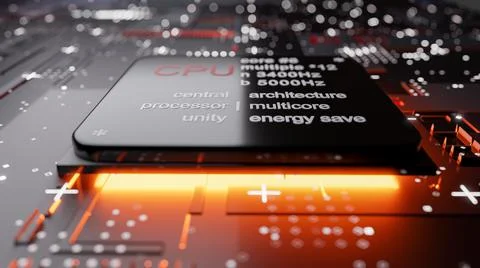 Abstract CPU with glow from below Stock Illustration