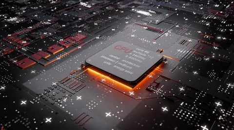 Abstract CPU with glow from below Illustrazione stock