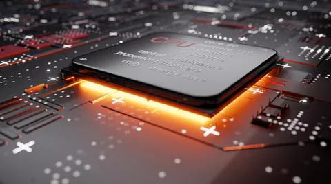 Abstract CPU with glow from below Stock Illustration