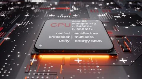 Abstract CPU with glow from below Stock Illustration
