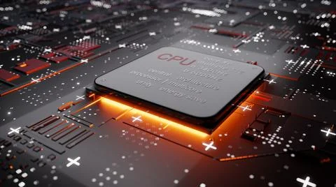 Abstract CPU with glow from below Stock Illustration