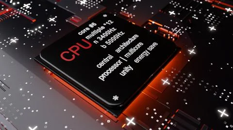 Abstract CPU with glow from below Stock Illustration