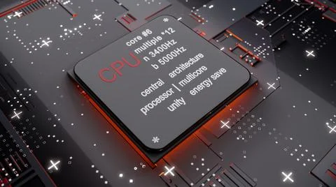 Abstract CPU with glow from below Stock Illustration