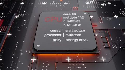 Abstract CPU with glow from below Stock Illustration