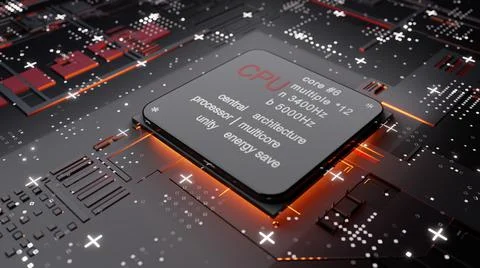 Abstract CPU with glow from below Stock Illustration