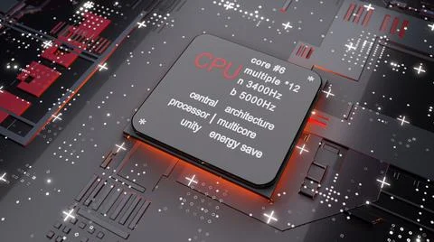 Abstract CPU with glow from below Stock Illustration