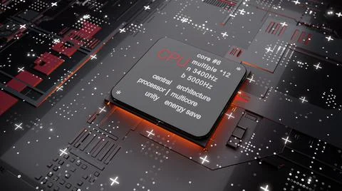 Abstract CPU with glow from below Stock Illustration