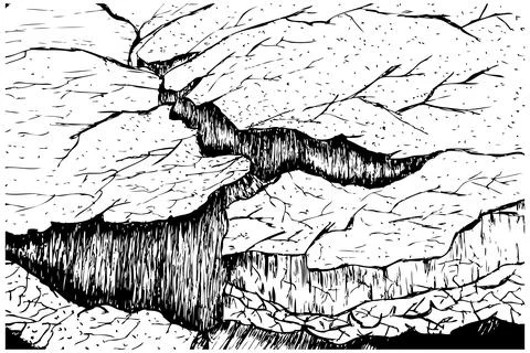 Abstract crack background or land, simple vector hand draw sketch black at .. Stock Illustration