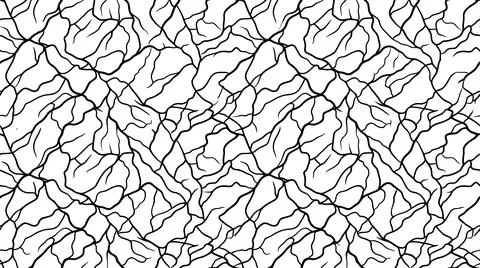 Abstract cracked surface pattern with thick black organic lines on white pa.. Stock Illustration