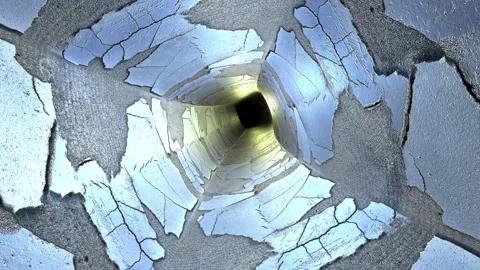 Abstract cracked texture tunnel animation loop Stock Footage 340559148
