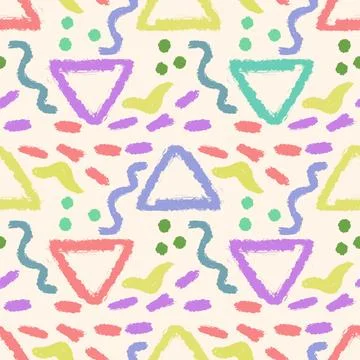 Abstract crayon doodle texture elements seamless pattern 库存插图